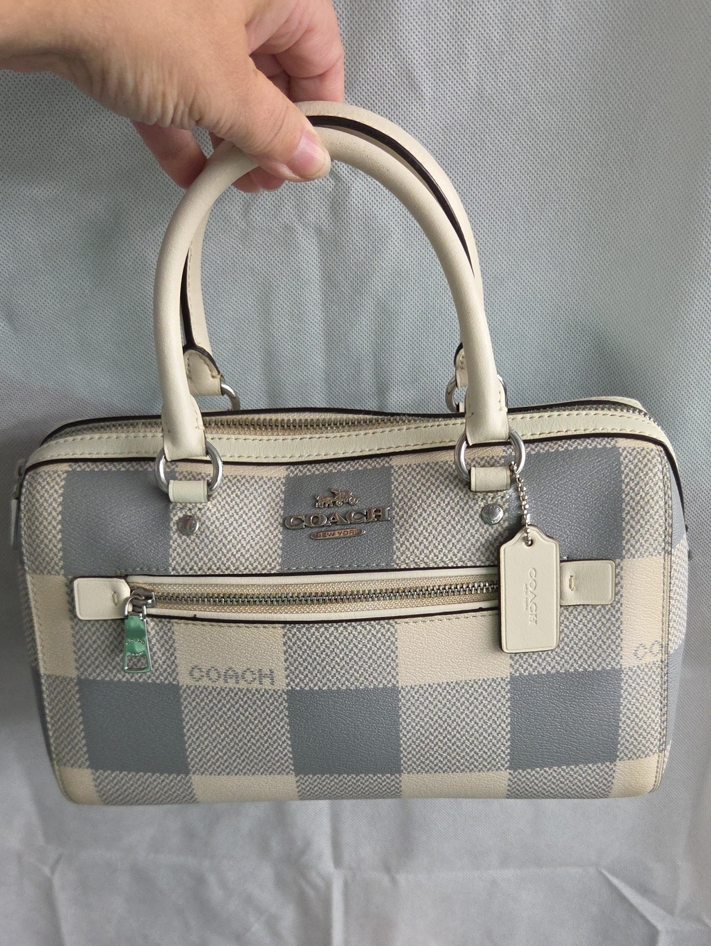 Coach Rowan Satchel Buffalo Plaid Print with Top Handles